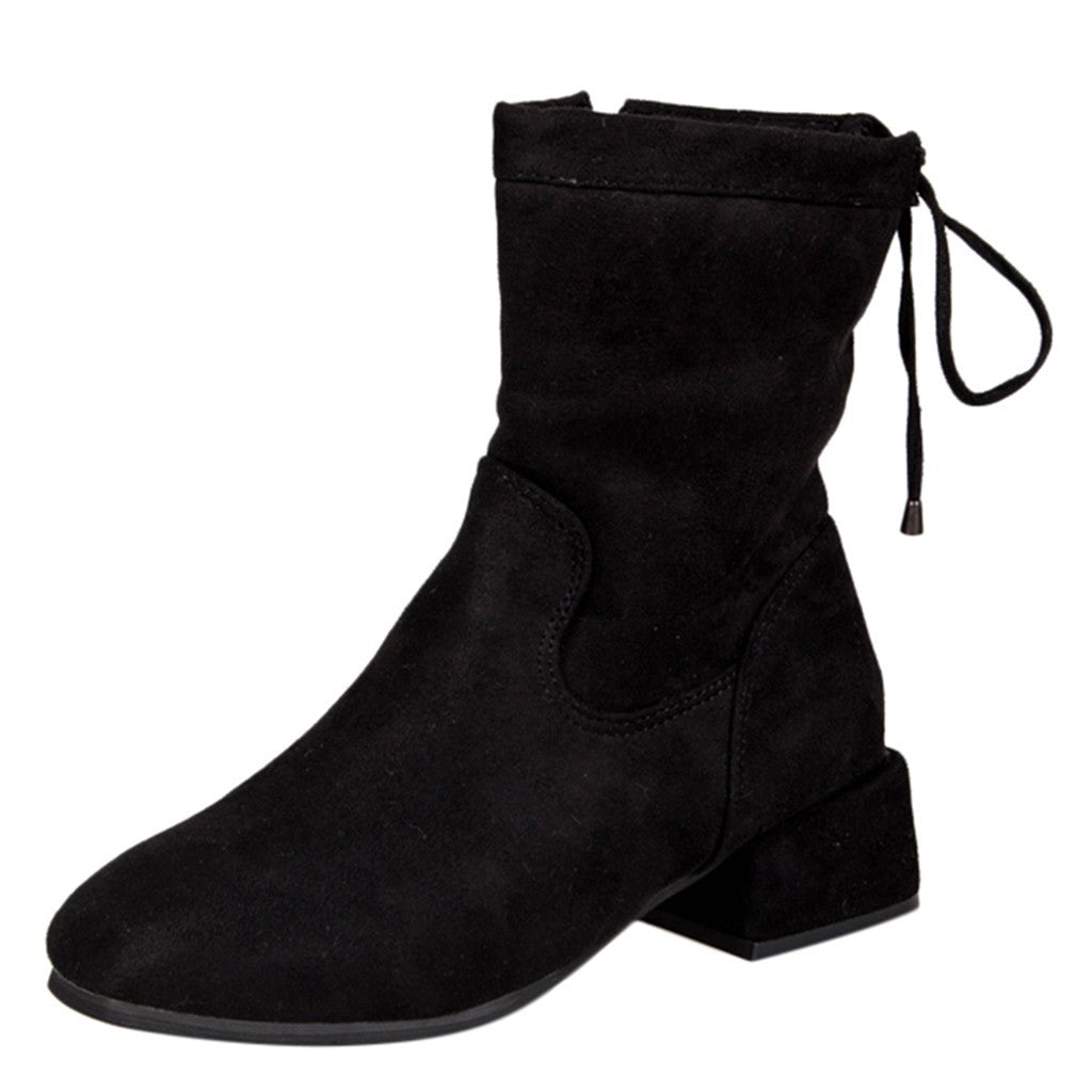 Women's Casual Shoes Fashion Wild Lace-Up Boots Flat Short Boots Ladies Booties